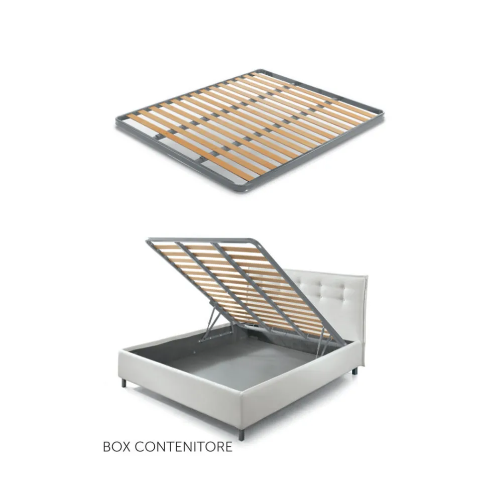 Double Bed 160x190 with Oblique Corded Profiles in the Headboard - Euforie Viadurini