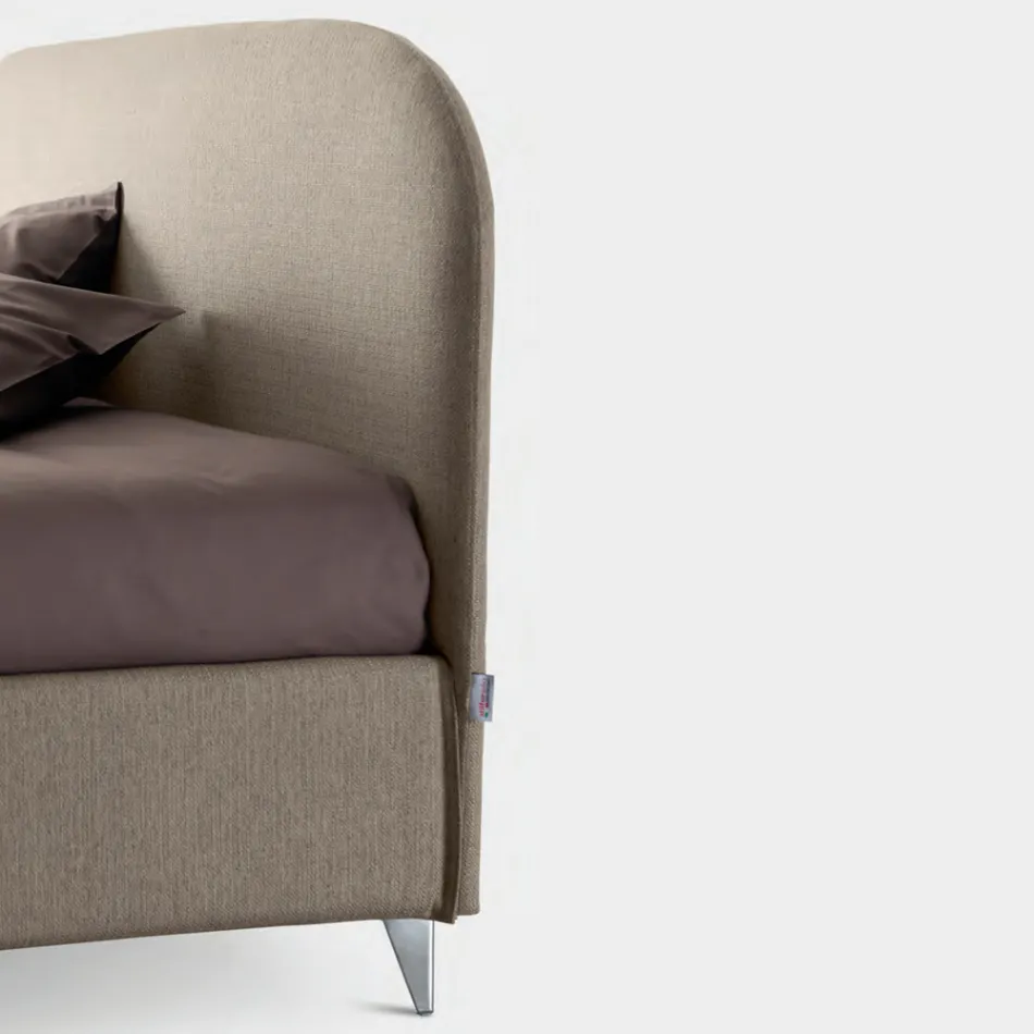 Double Bed 160x190 with Curved Line Headboard Made in Italy - Oriente Viadurini