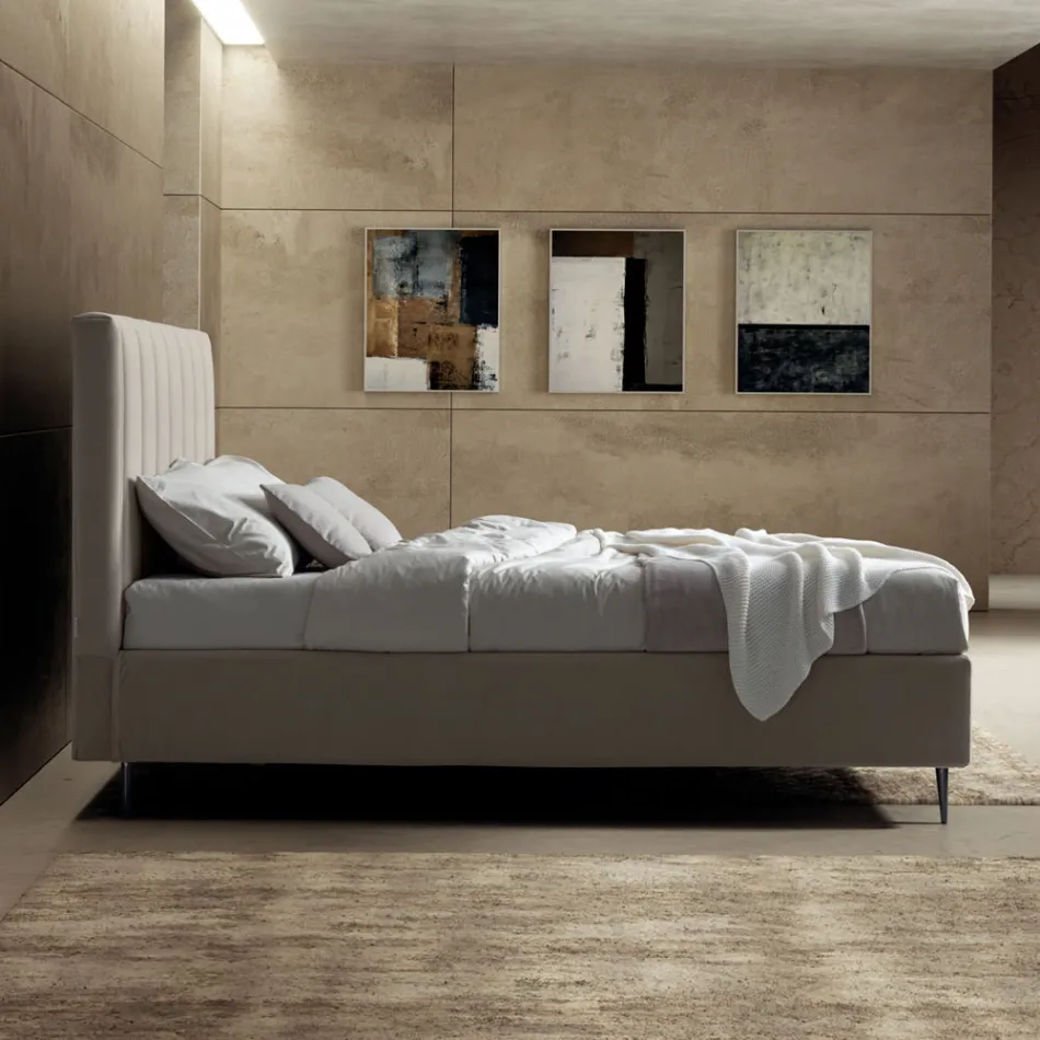 Double Bed 160x190 with Quilting with Wide Vertical Bands - Magan Viadurini