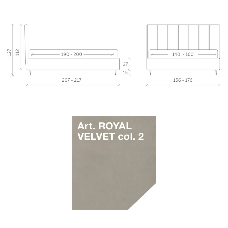 Double Bed 160x190 with Quilting with Wide Vertical Bands - Magan Viadurini