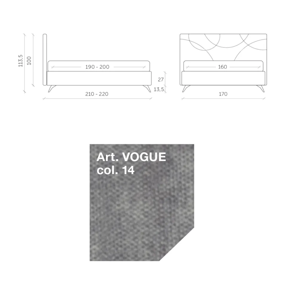 Double Bed 160x190 with Quilting of Cross Curves - Sunflower Viadurini