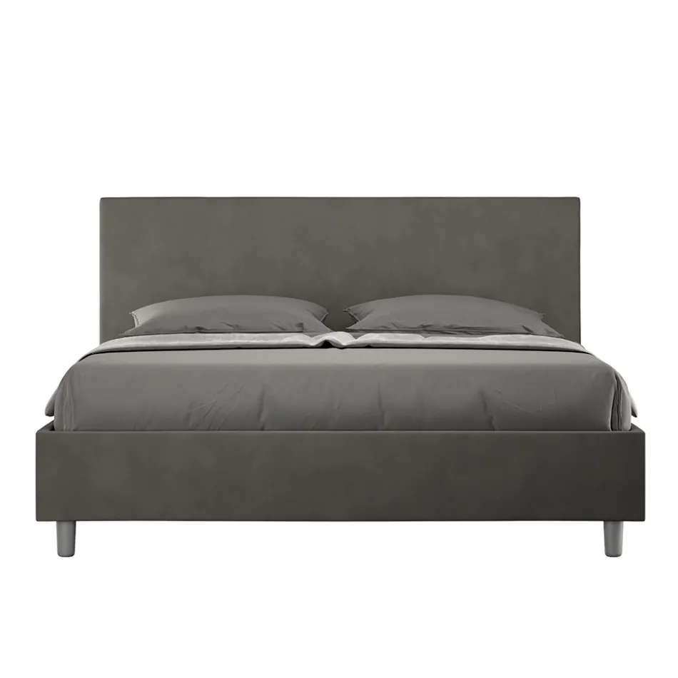 Double Bed 160x200 cm with Microfiber Headboard Made in Italy - Pallone Viadurini