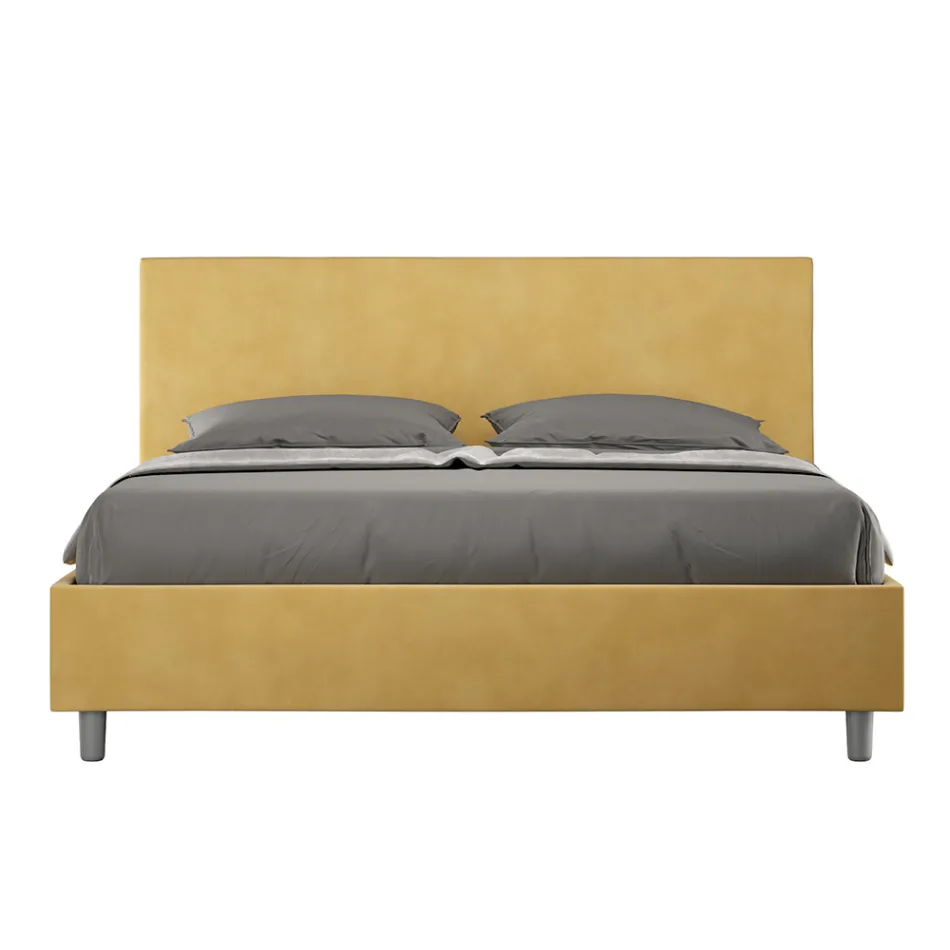 Double Bed 160x200 cm with Microfiber Headboard Made in Italy - Pallone Viadurini