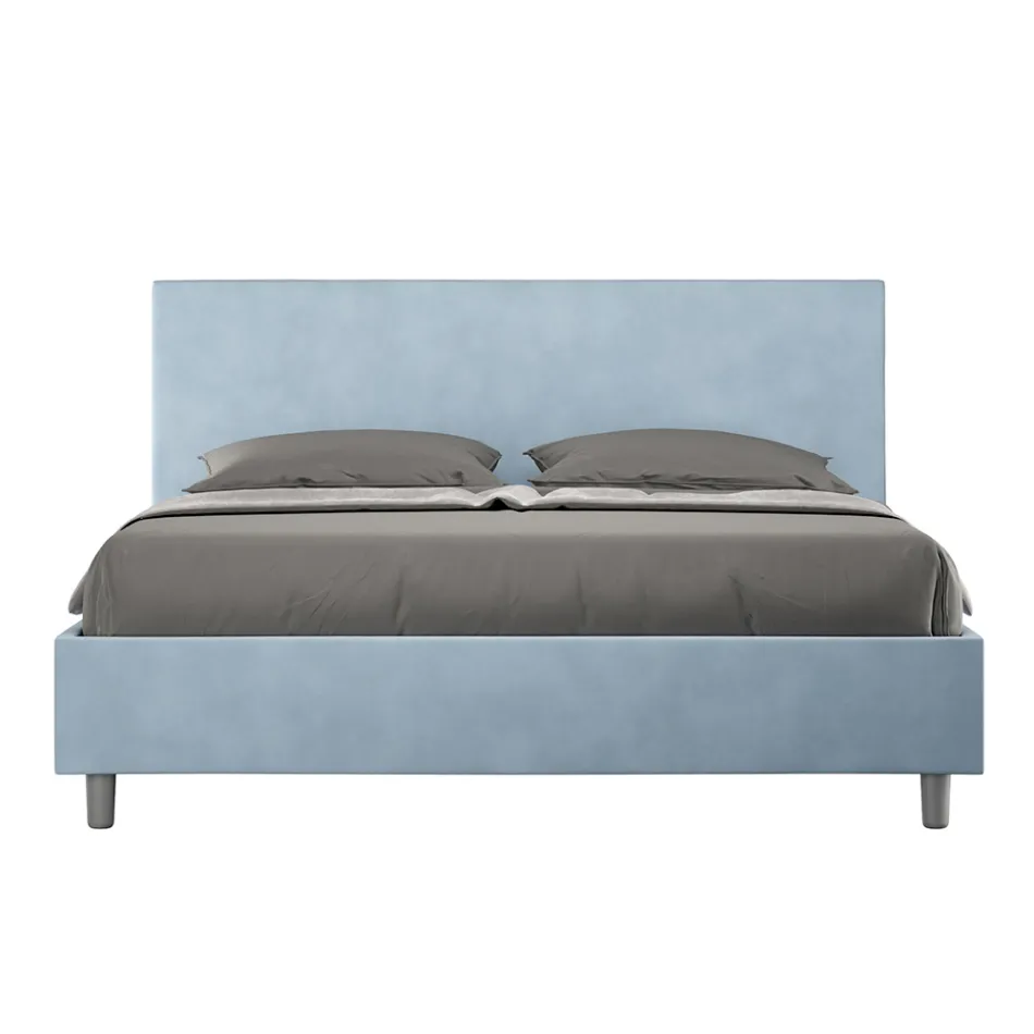 Double Bed 160x200 cm with Microfiber Headboard Made in Italy - Pallone Viadurini