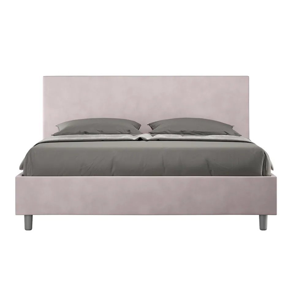 Double Bed 160x200 cm with Microfiber Headboard Made in Italy - Pallone Viadurini