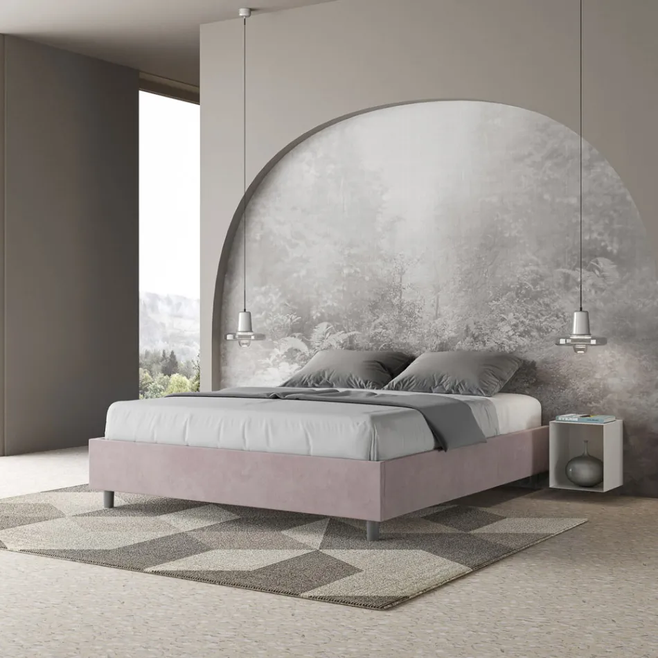 Double Bed 160x200 cm Covered in Microfiber Made in Italy - Athlete Viadurini