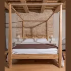 160x200 Double Bed with Canopy in Solid Teak Wood - Watercolor Viadurini