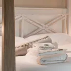 160x200 Double Bed with Canopy in Solid Teak Wood - Watercolor Viadurini