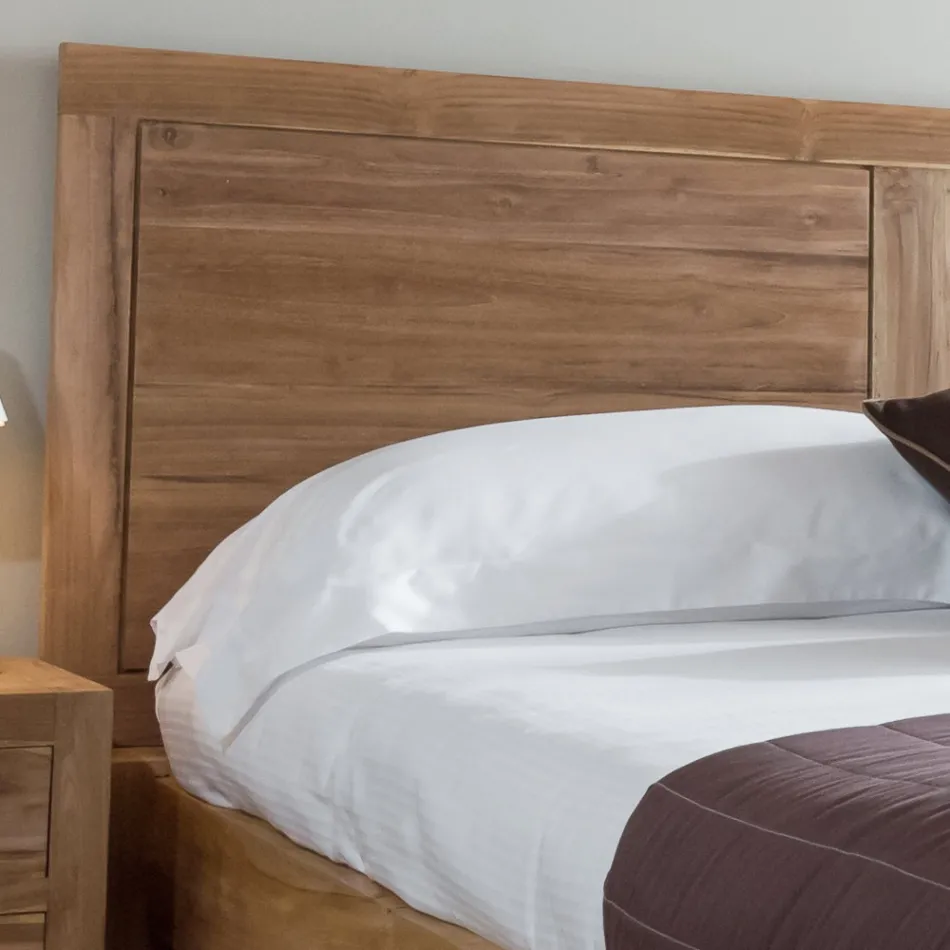 160x200 Double Bed Made of Solid Teak Wood - Fresco Viadurini