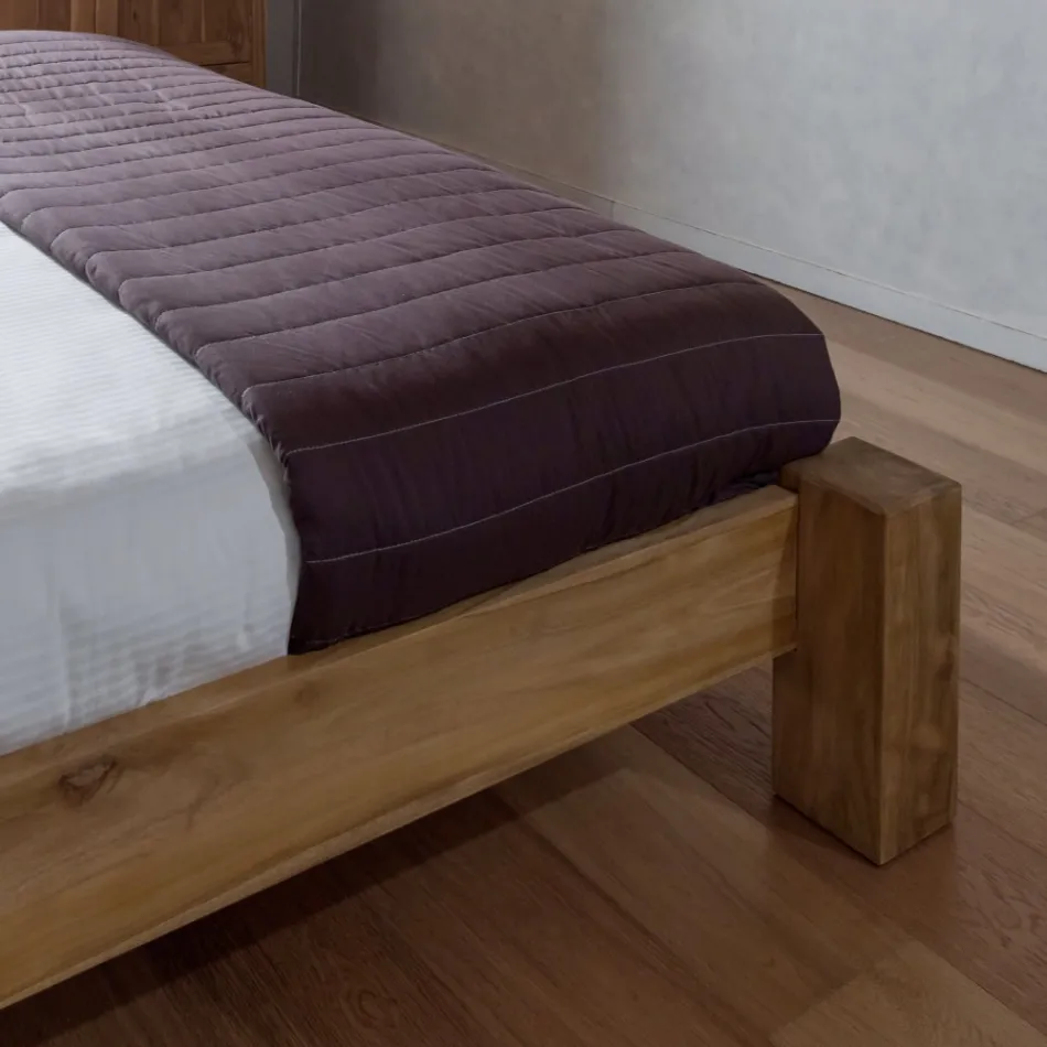 160x200 Double Bed Made of Solid Teak Wood - Fresco Viadurini