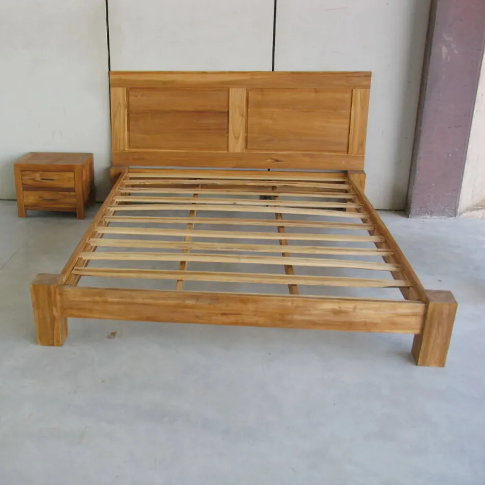 160x200 Double Bed Made of Solid Teak Wood - Fresco Viadurini