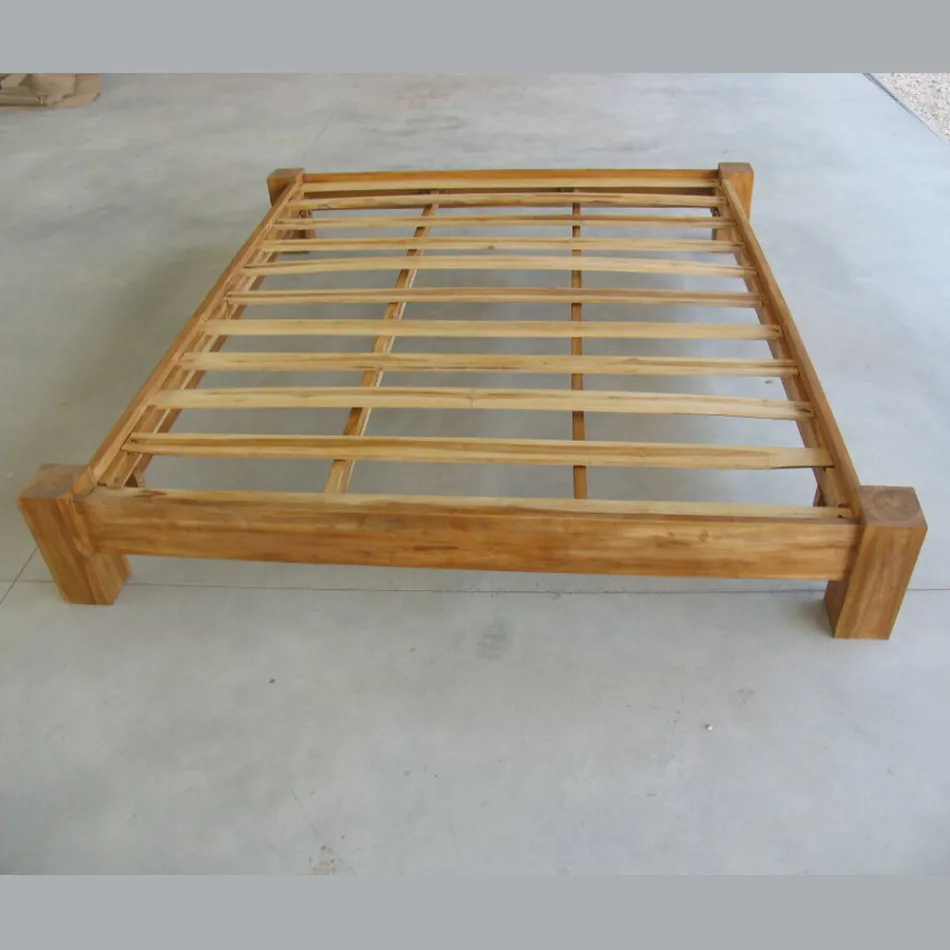 160x200 Double Bed Made of Solid Teak Wood - Fresco Viadurini