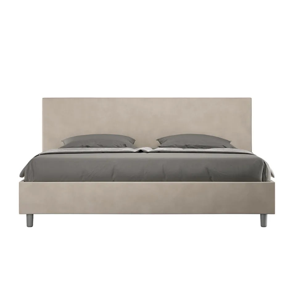 Double Bed 180x200 cm with Microfiber Headboard Made in Italy - Pallone Viadurini