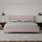 Double Bed 180x200 cm with Microfiber Headboard Made in Italy - Pallone Viadurini