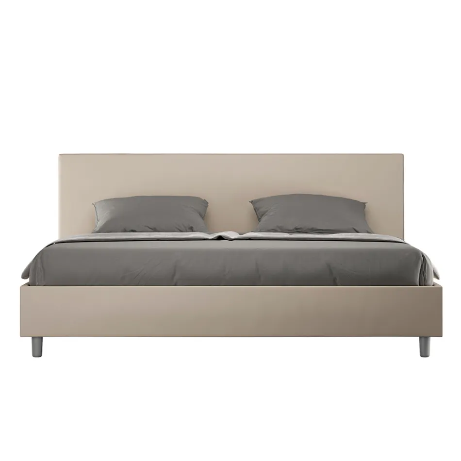 Double Bed 180x200 cm with Faux Leather Headboard Made in Italy - Pallone Viadurini