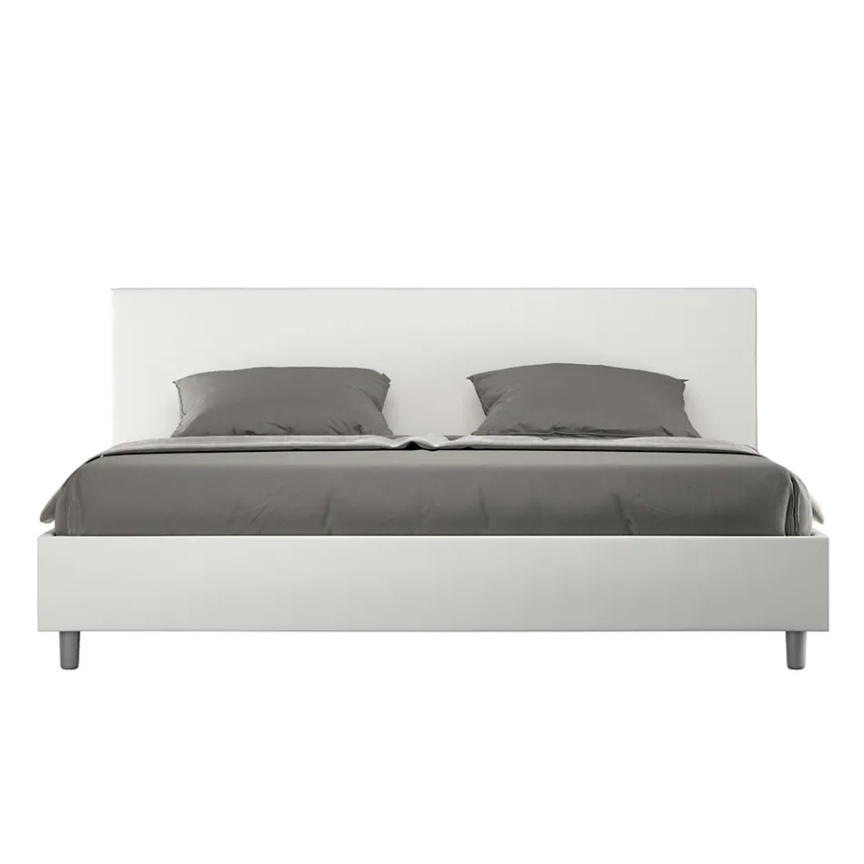 Double Bed 180x200 cm with Faux Leather Headboard Made in Italy - Pallone Viadurini