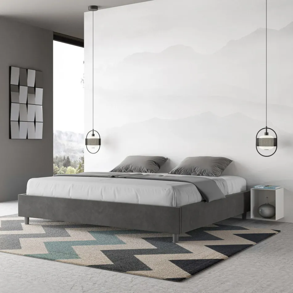 Double Bed 180x200 cm Covered in Microfiber Made in Italy - Athlete Viadurini