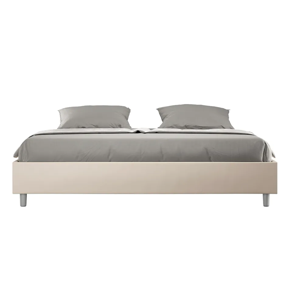 180x200 cm Double Bed Upholstered in Faux Leather Made in Italy - Athlete Viadurini