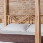 180x200 Double Bed with Canopy in Solid Teak Wood - Tempera Viadurini