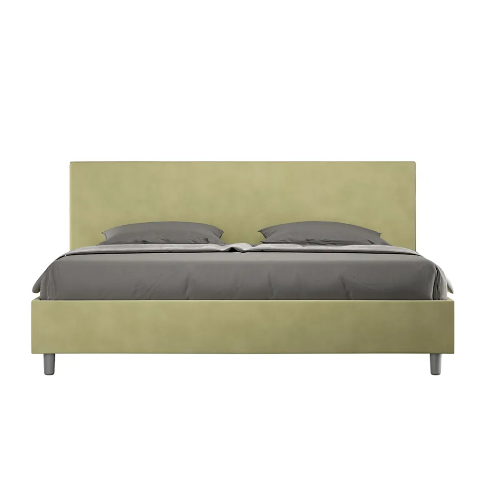 Double Bed 190x200 cm with Microfiber Headboard Made in Italy - Pallone Viadurini