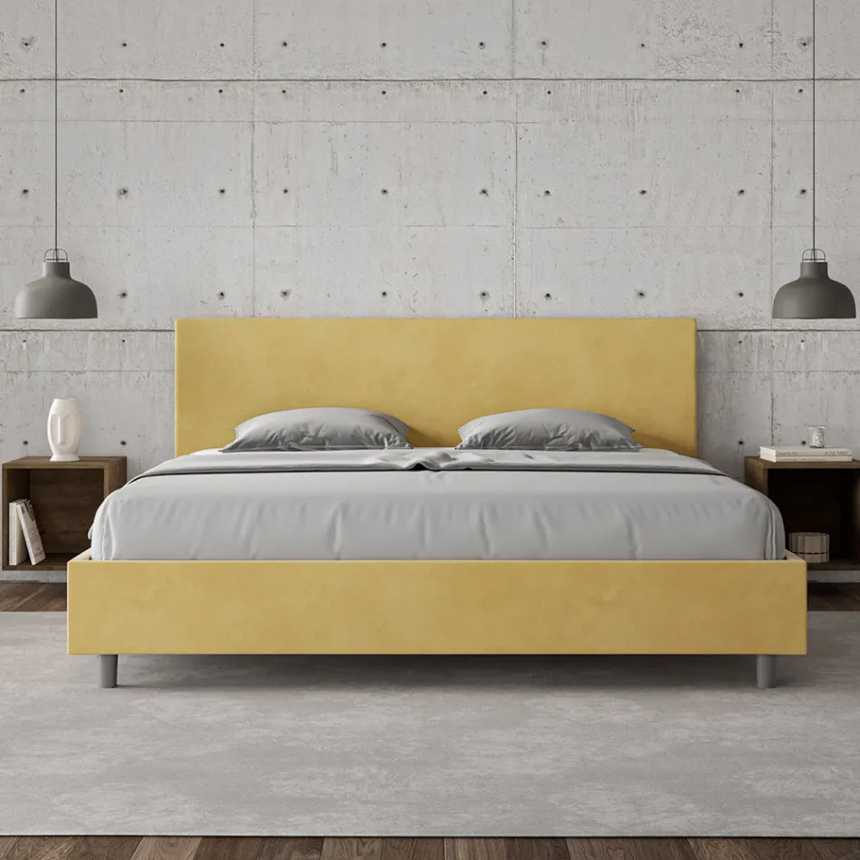 Double Bed 190x200 cm with Microfiber Headboard Made in Italy - Pallone Viadurini