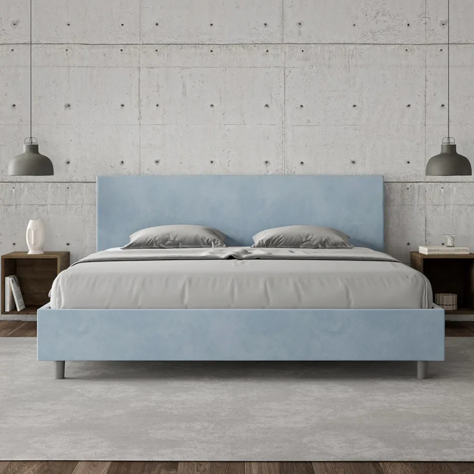 Double Bed 190x200 cm with Microfiber Headboard Made in Italy - Pallone Viadurini