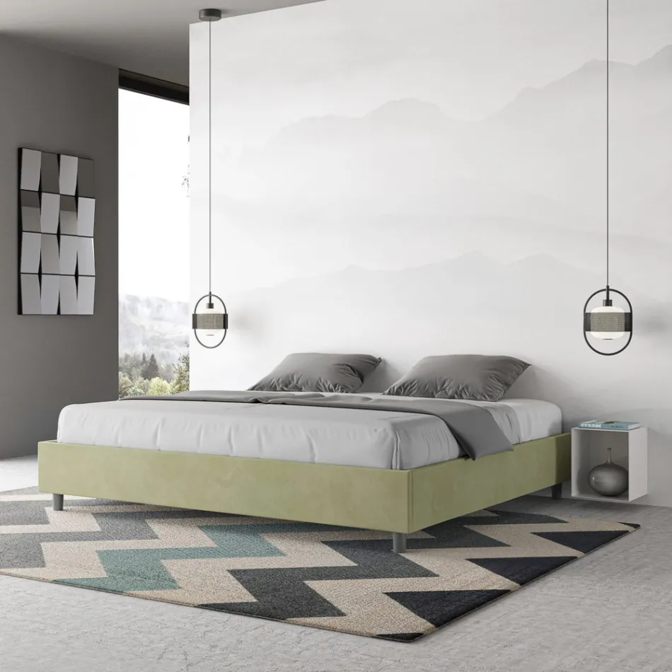 Double Bed 190x200 cm Covered in Microfiber Made in Italy - Athlete Viadurini