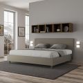 Double Bed 200x200 cm with Faux Leather Headboard Made in Italy - Pallone