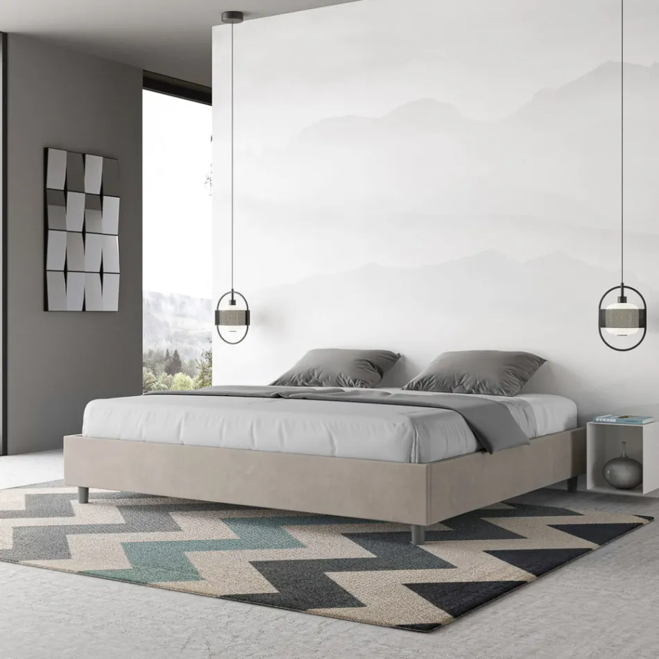 Double Bed 200x200 cm Covered in Microfiber Made in Italy - Athlete Viadurini