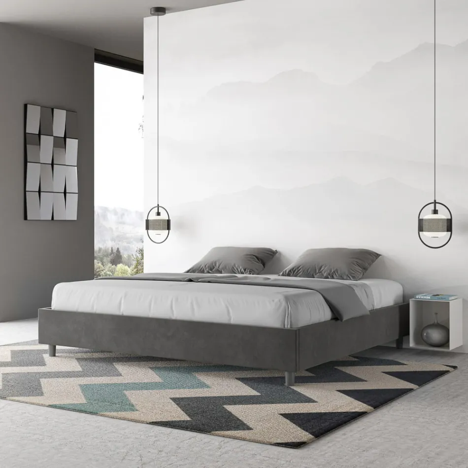 Double Bed 200x200 cm Covered in Microfiber Made in Italy - Athlete Viadurini