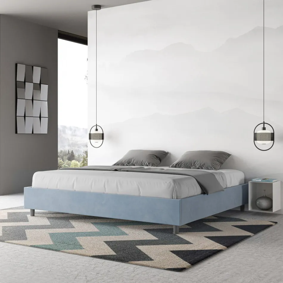 Double Bed 200x200 cm Covered in Microfiber Made in Italy - Athlete Viadurini