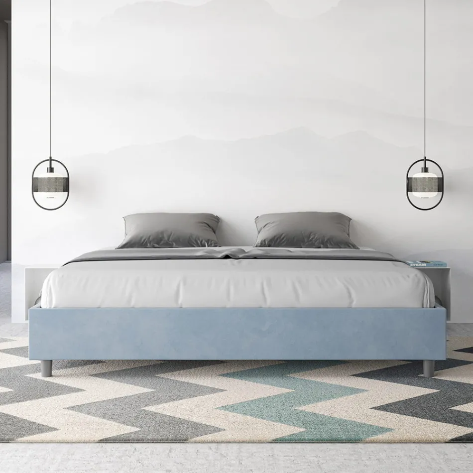 Double Bed 200x200 cm Covered in Microfiber Made in Italy - Athlete Viadurini