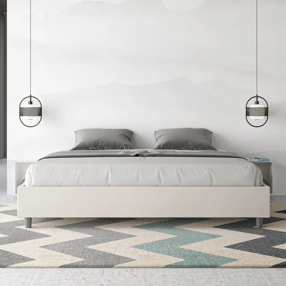 200x200 cm Double Bed Upholstered in Faux Leather Made in Italy - Athlete Viadurini