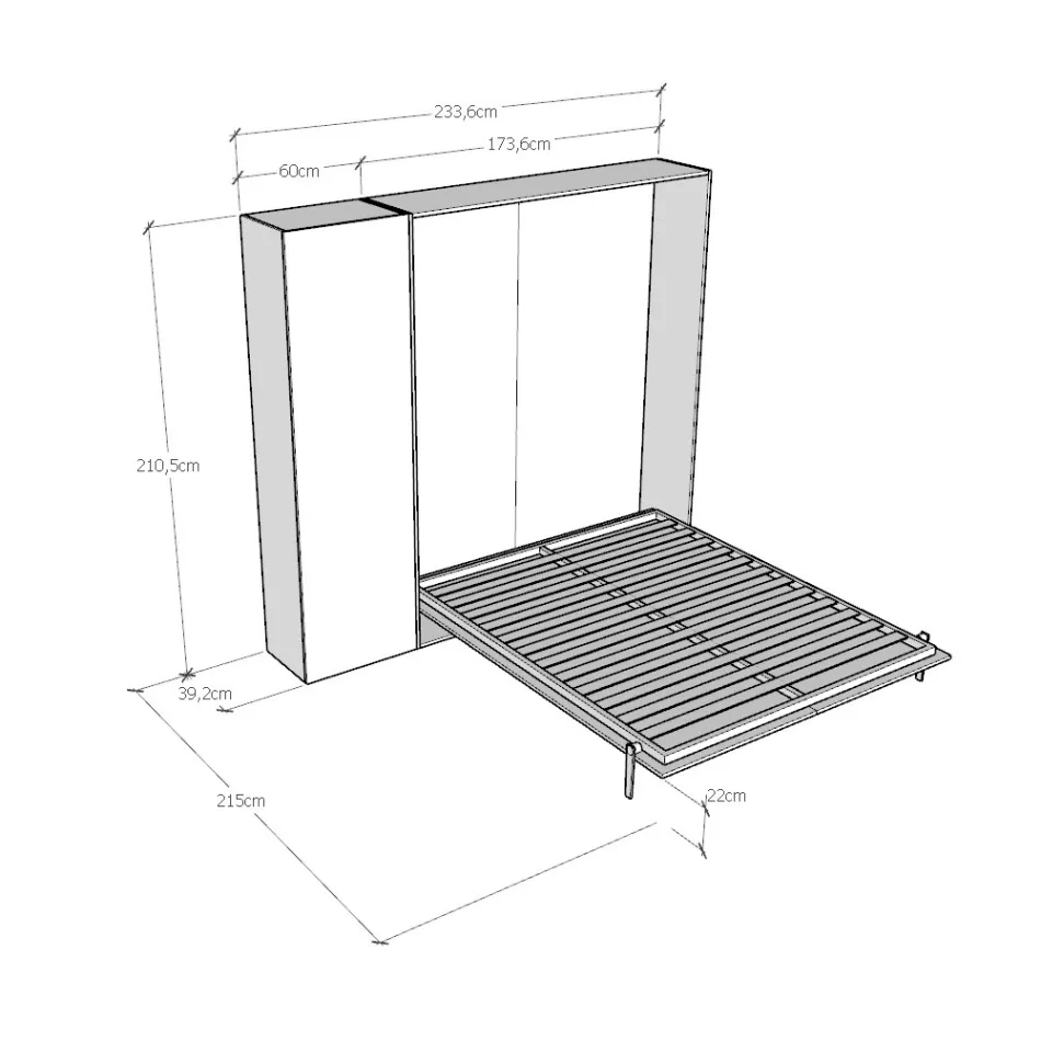Vertical Foldaway Double Bed with Column - Magicompare Viadurini