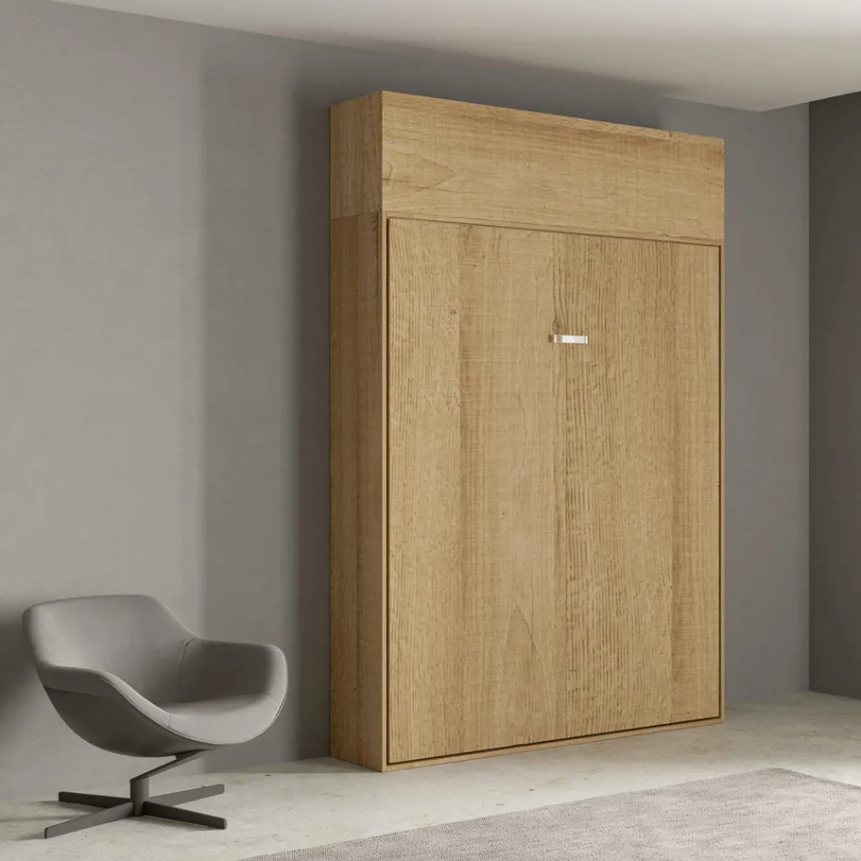 Vertical Foldaway Double Bed with Wall Unit - Magicompare Viadurini