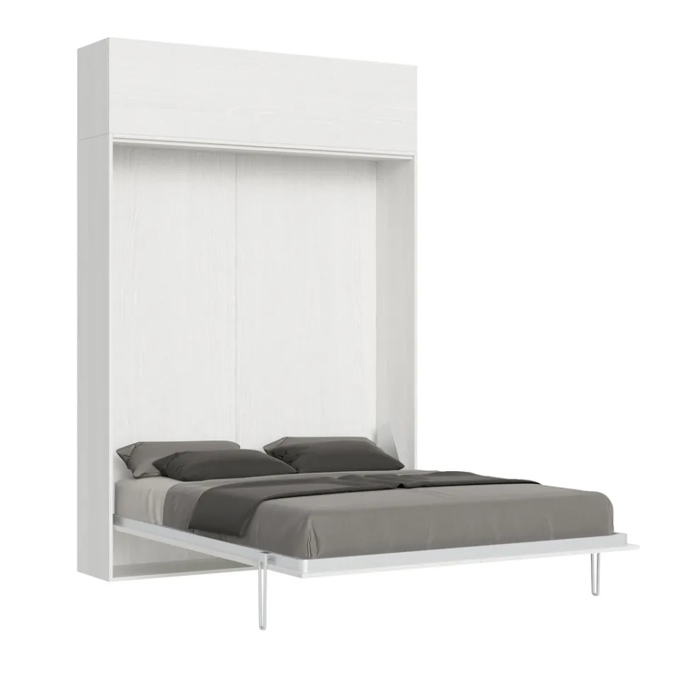 Vertical Foldaway Double Bed with Wall Unit - Magicompare Viadurini