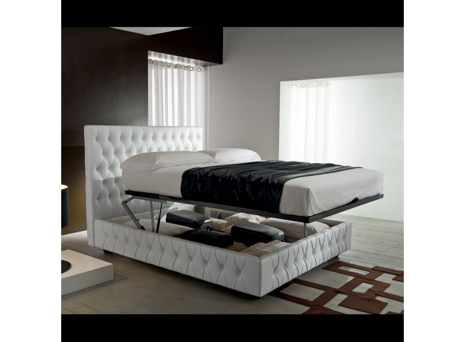 Capitonné Double Bed with Optional Storage Made in Italy - Sciocco Viadurini