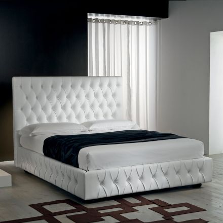 Capitonné Double Bed with Optional Storage Made in Italy - Sciocco Viadurini