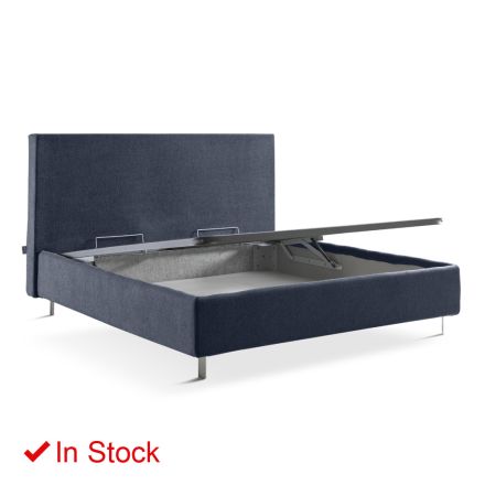 Double Bed with Fabric Storage Box Made in Italy - Verga Viadurini