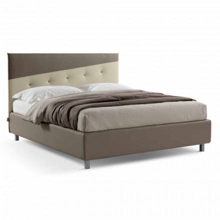 Double Bed with Modern Design Box in Faux Leather Made in Italy - Carmelo Viadurini