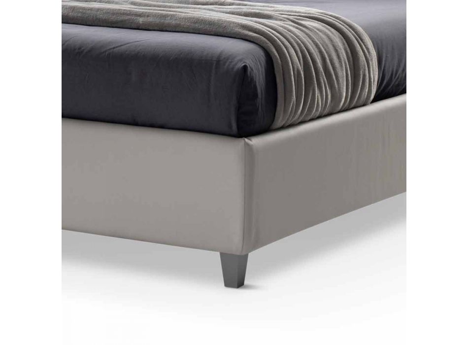 Double Bed with Box and Headboard with Eco-Leather Buttons Made in Italy - Arturo Viadurini