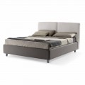 Double bed with box and smooth headboard in Made in Italy fabric - Nives