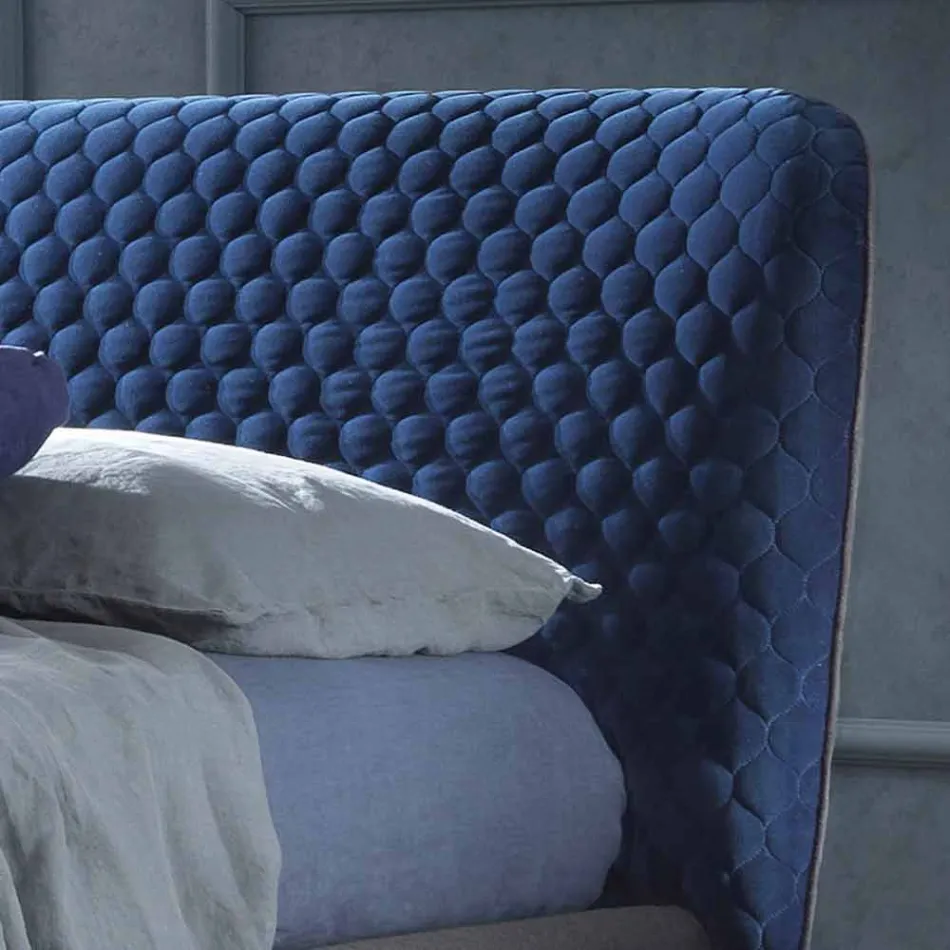 Double bed with upholstered box in Corolle fabric by Bolzan Viadurini