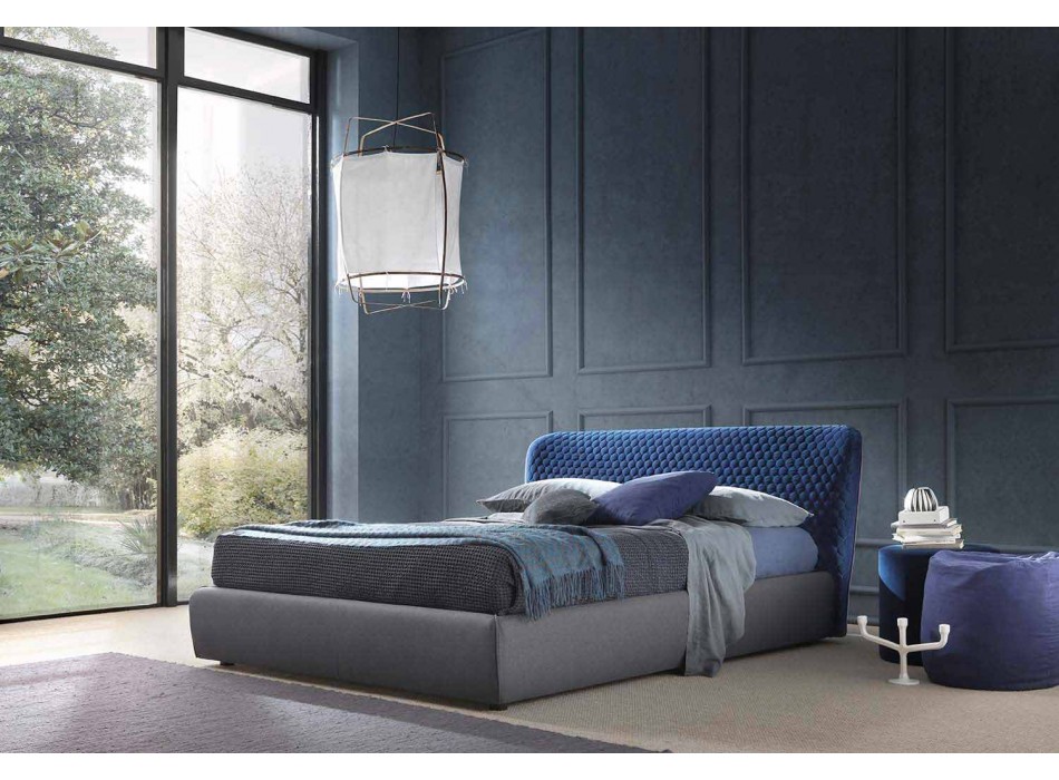 Double bed with upholstered box in Corolle fabric by Bolzan Viadurini