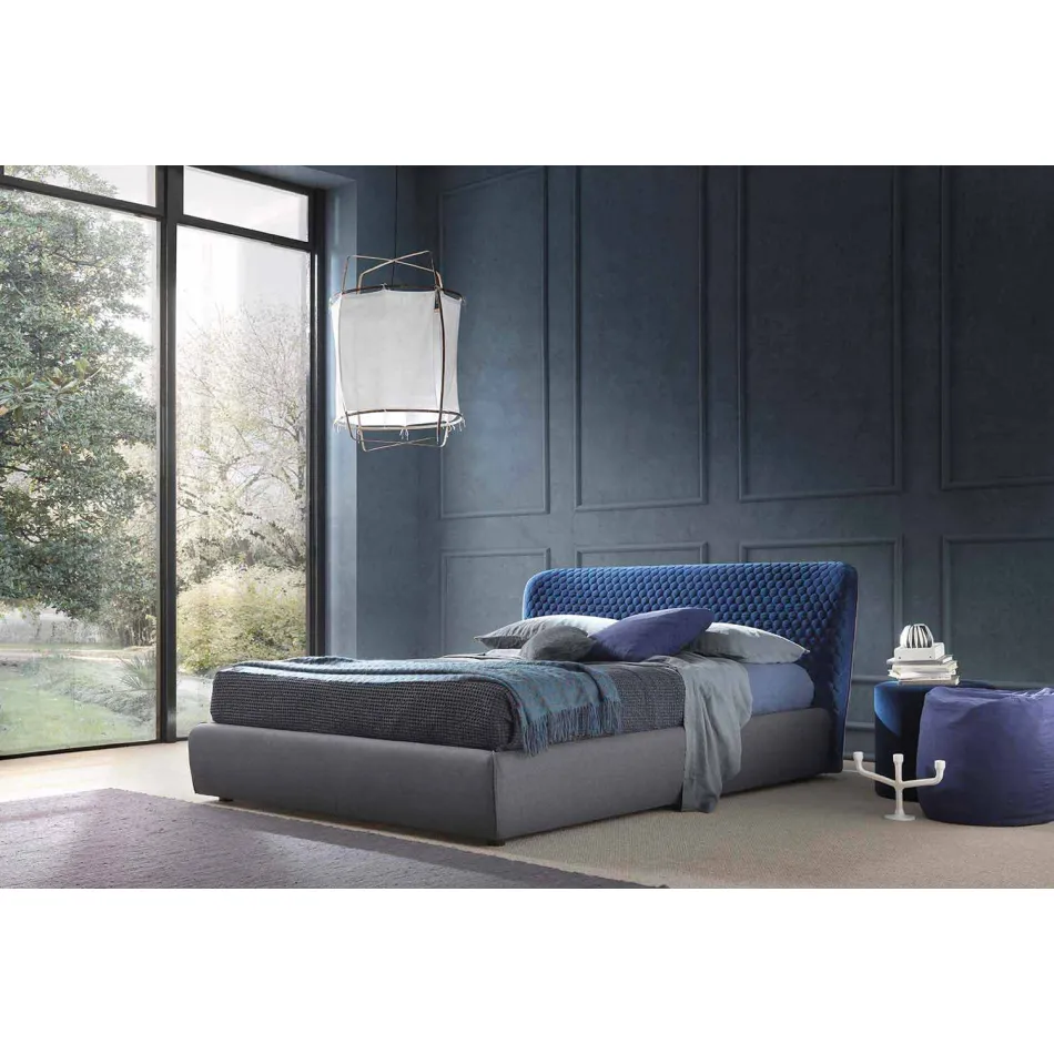 Double bed with upholstered box in Corolle fabric by Bolzan Viadurini