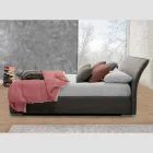Double bed with container in fabric or eco-leather Made in Italy – Doremì Viadurini