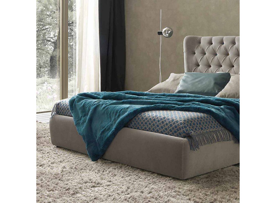Double bed with container covered in Selene Bolzan fabric Viadurini