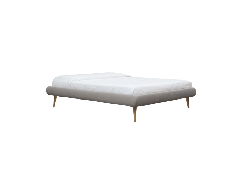 Double bed with padded bed frame and iron headboard - Nebbia Viadurini