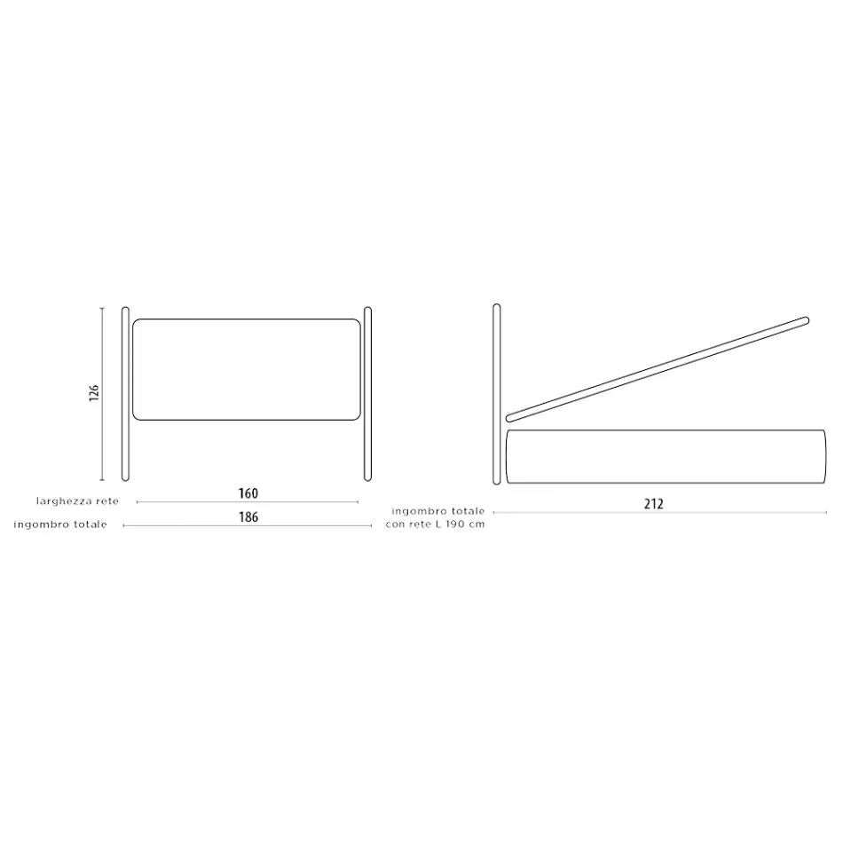 Double bed with upholstered bed frame in different finishes Made in Italy - Design Viadurini
