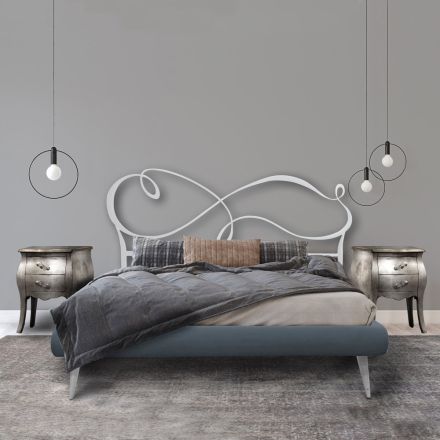 Double bed with upholstered bed frame in different finishes Made in Italy - Design Viadurini
